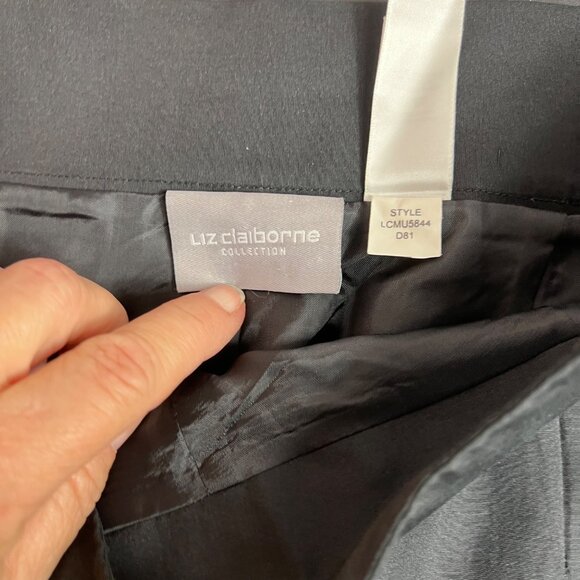Liz Claiborne Black 100% Silk Women's Dress Pants Size 12 Side Zipper Flat Front - Picture 5 of 11